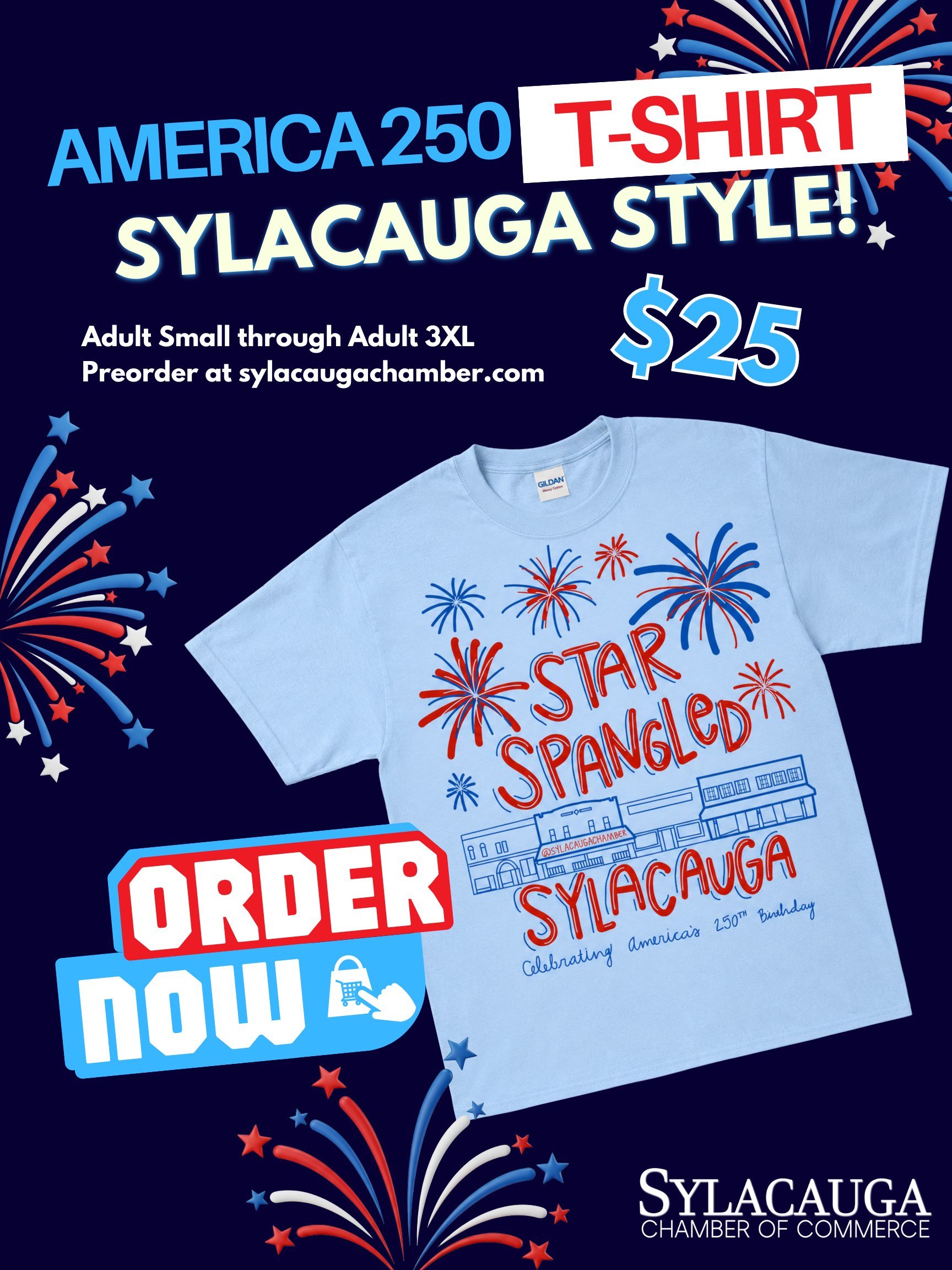 america250 sylacauga shirt design flyer